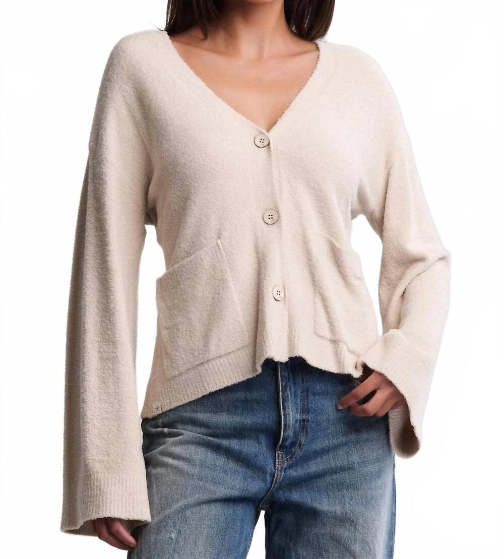 NEW BAREFOOT DREAMS cozychic button front cardigan in stone